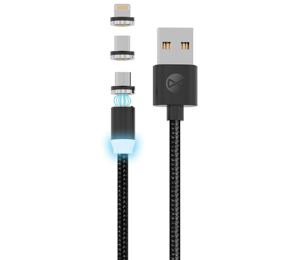 FOREVER USB - micro-USB/Lightning/USB-C ładujący 1M CORE 2,5A czarny w oplocie - 1380872 - zdjęcie